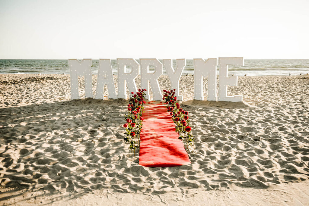 Marry Me lights Los Angeles Beach